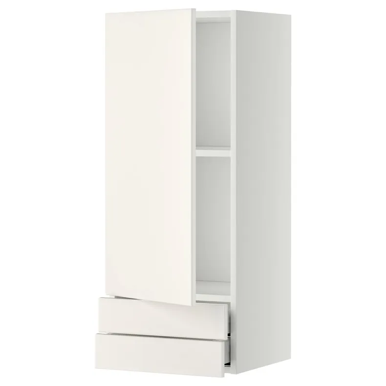 IKEA METOD МЕТОД / MAXIMERA МАКСІМЕРА, навісна шафа, дверцята / 2 шухляди, білий / ВЕДДІНГЕ білий, 40x100 см 494.616.98 фото №1