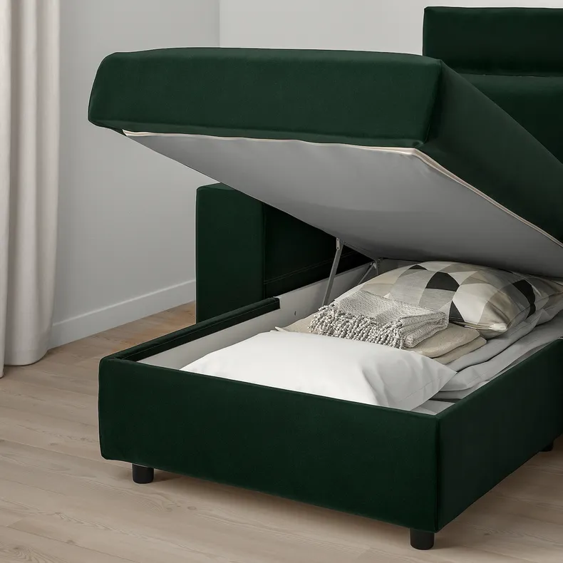 IKEA VIMLE ВІМЛЕ, 3-місний диван, з шезлонгом/дюпаном темно-зеленого кольору 494.336.05 фото №3