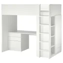 IKEA SMÅSTAD СМОСТАД, кровать-чердак, белый с письменным столом с 4 ящиками, 90x200 см 994.288.66 фото thumb №1