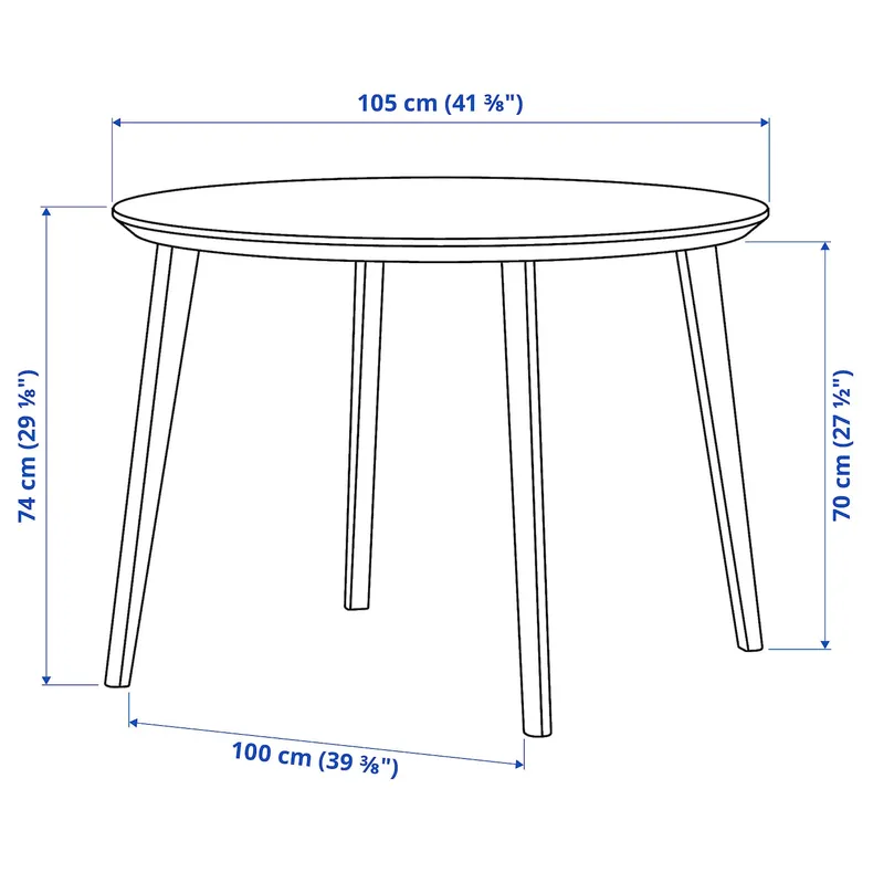 IKEA LISABO ліСАБО, стіл, чорний, 105 см фото №6