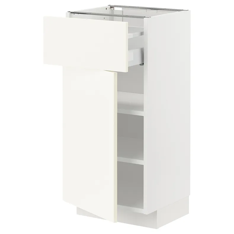 IKEA METOD МЕТОД / MAXIMERA МАКСИМЕРА, напольный шкаф с ящиком / дверцей, белый / Вальстена белый, 40x37 см 195.072.16 фото №1