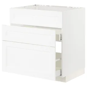 IKEA METOD МЕТОД / MAXIMERA МАКСІМЕРА, підлог шафа д / мийки+3 фр пан / 2 шух, білий Енкопінг / білий імітація дерева, 80x60 см 994.734.01 фото