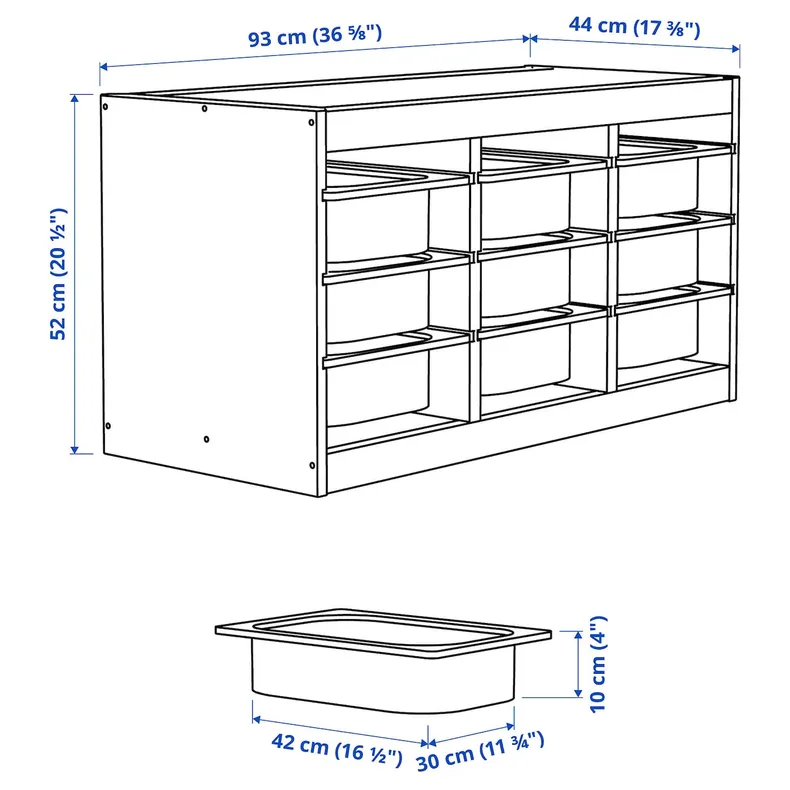 IKEA TROFAST, стеллаж для мусорных контейнеров, Светлая сосна, окрашенная в белый/светло-оранжевый цвет, 93x44x52 см 095.748.57 фото №4