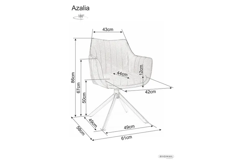 Обідній стілець поворотний SIGNAL AZALIA BREGO 18 - темно-сірий фото №2