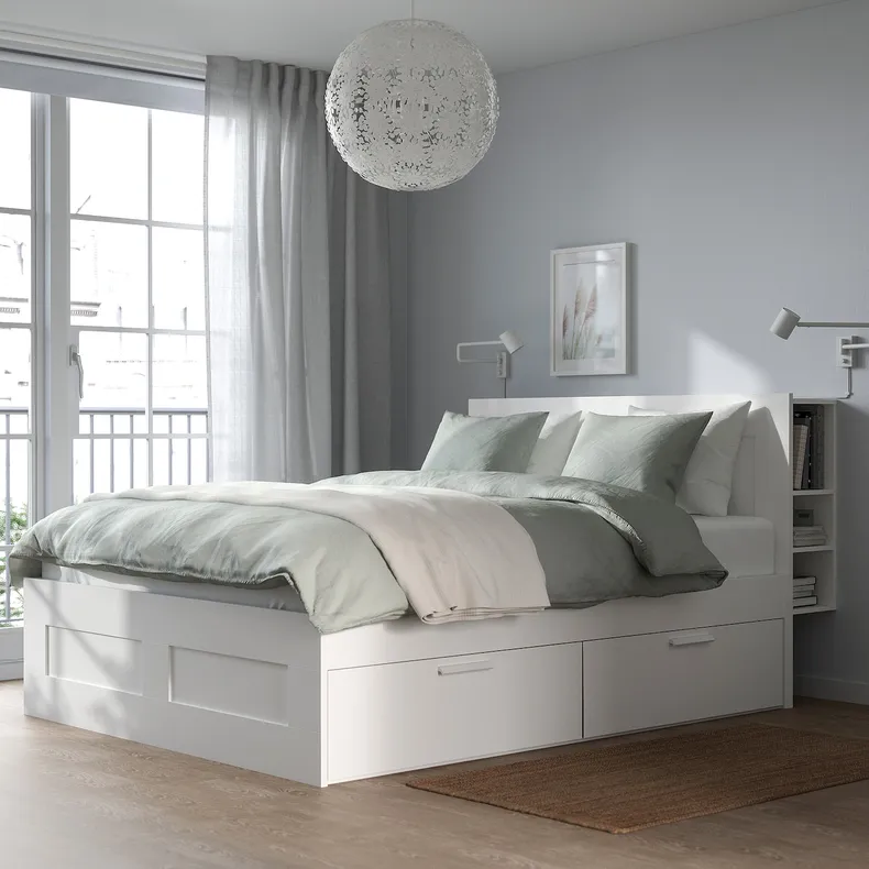 IKEA BRIMNES БРИМНЭС, каркас кровати с изголовьем, белый, 140x200 см 590.991.36 фото №2