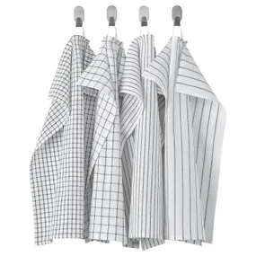 IKEA RINNIG РІННІГ, рушник кухонний, білий/темно-сірий/з малюнком, 45x60 см 204.763.46 фото
