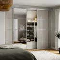 IKEA SKYTTA СКЮТТА / HOKKSUND/AULI ХОККСУНД/АУЛІ, комбінація розсувних дверцят, алюмінієве / глянцеве світло-сіре дзеркало, 301x240 см 195.758.61 фото thumb №2