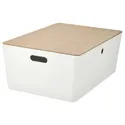 IKEA KUGGIS КУГГІС, коробка з кришкою, білий/бамбук, 37x54x21 см 795.612.91 фото thumb №1