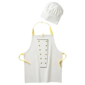 IKEA TOPPKLOCKA ТОППКЛОККА, дитячий фартух і капелюх шеф-кухаря, білий/жовтий 103.008.14 фото
