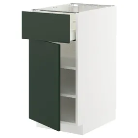 IKEA METOD МЕТОД / MAXIMERA МАКСИМЕРА, напольный шкаф с ящиком/дверцей, белый/Гавсторп темно-зеленый, 40x60 см 795.568.74 фото