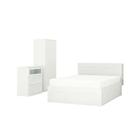 IKEA BRIMNES БРИМНЭС, комплект мебели д/спальни, 3 предм., белый, 160x200 см 694.833.93 фото