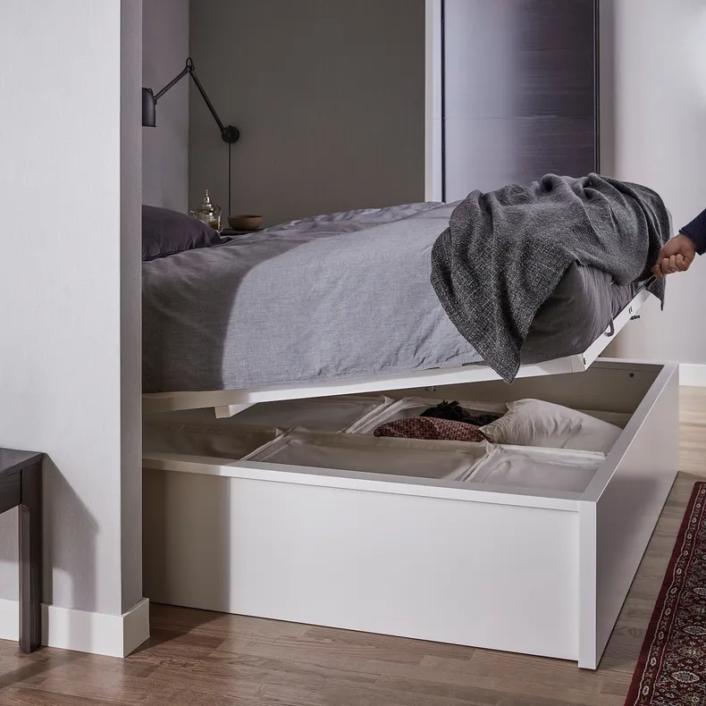 IKEA MALM МАЛЬМ, кровать с подъемным механизмом, белый, 180x200 см 004.048.12 фото №4
