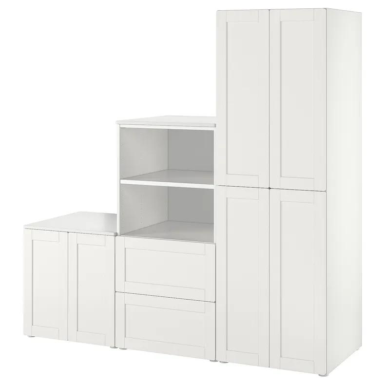 IKEA SMÅSTAD СМОСТАД / PLATSA ПЛАТСА, шафа, білий / з каркасом, 180x57x181 см 294.876.37 фото №1