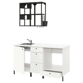 IKEA ENHET ЕНХЕТ, кухня, антрацит/білий, 163x63.5x222 см 093.374.32 фото