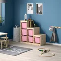 IKEA TROFAST ТРУФАСТ, комбинация д/хранения, Светлая сосна, окрашенная в белый/розовый цвет, 94x44x91 см 893.355.61 фото thumb №2