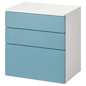 IKEA SMÅSTAD СМОСТАД / PLATSA ПЛАТСА, комод с 3 ящиками, белый / синий, 60x42x63 см 295.438.22 фото