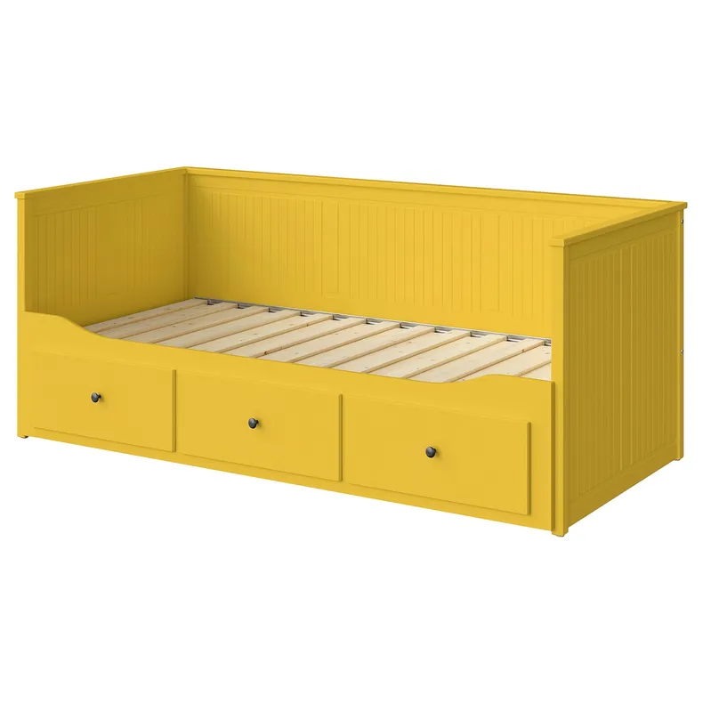 IKEA HEMNES ХЕМНЭС, каркас кровати-кушетки с 3 ящиками, желтый, 80x200 см 405.838.40 фото №1