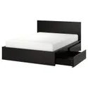 IKEA MALM МАЛЬМ, каркас кровати+2 кроватных ящика, черно-коричневый / Лурой, 160x200 см 191.762.78 фото thumb №1