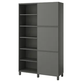 IKEA BESTÅ БЕСТО, комбинация для хранения с дверцами, Темно-серый/Вястервикен темно-серый, 120x42x202 см 395.081.54 фото