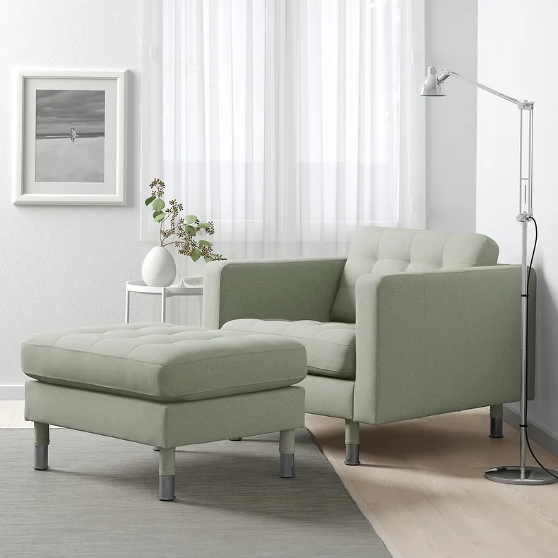 IKEA LANDSKRONA ЛАНДСКРУНА, кресло, Светло-зеленый / металлический 292.697.24 фото №2