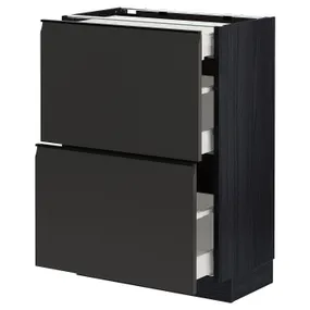 IKEA METOD МЕТОД / MAXIMERA МАКСИМЕРА, напольный шкаф / 2 фасада / 3 ящика, черный / матовый антрацит, 60x37 см 294.956.37 фото