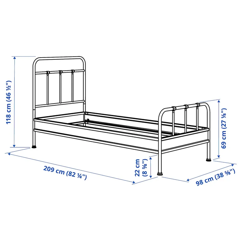 IKEA STJÄRNÖ СТЭРНЁ, каркас кровати, белый/Лурёй, 90x200 см 695.633.56 фото №9