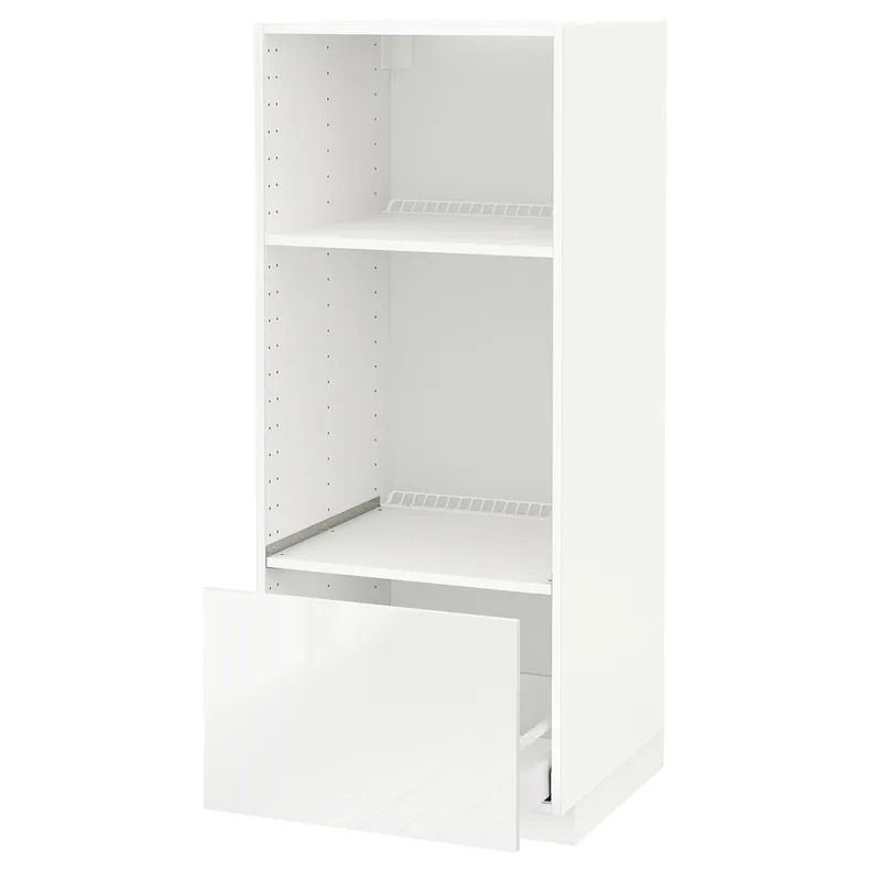 IKEA METOD МЕТОД / MAXIMERA МАКСИМЕРА, высокий шкаф с ящиком д / духовки / СВЧ, белый / Рингхульт белый, 60x60x140 см 199.248.03 фото №1