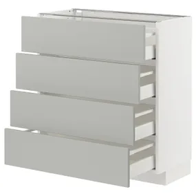 IKEA METOD МЕТОД / MAXIMERA МАКСИМЕРА, напольный шкаф 4 фасада / 4 ящика, белый / светло-серый, 80x37 см 195.382.27 фото