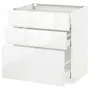 IKEA METOD МЕТОД / MAXIMERA МАКСИМЕРА, напольный шкаф с 3 ящиками, белый / Рингхульт белый, 80x60 см 390.497.03 фото