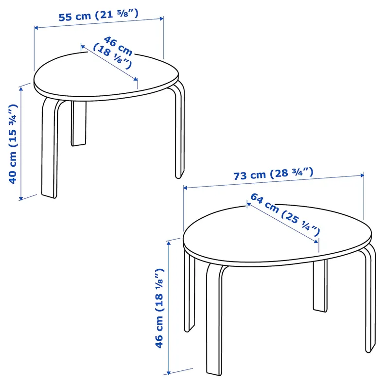 IKEA SVALSTA СВАЛЬСТА, комплект столов, 2 шт, белая морилка 702.806.86 фото №5