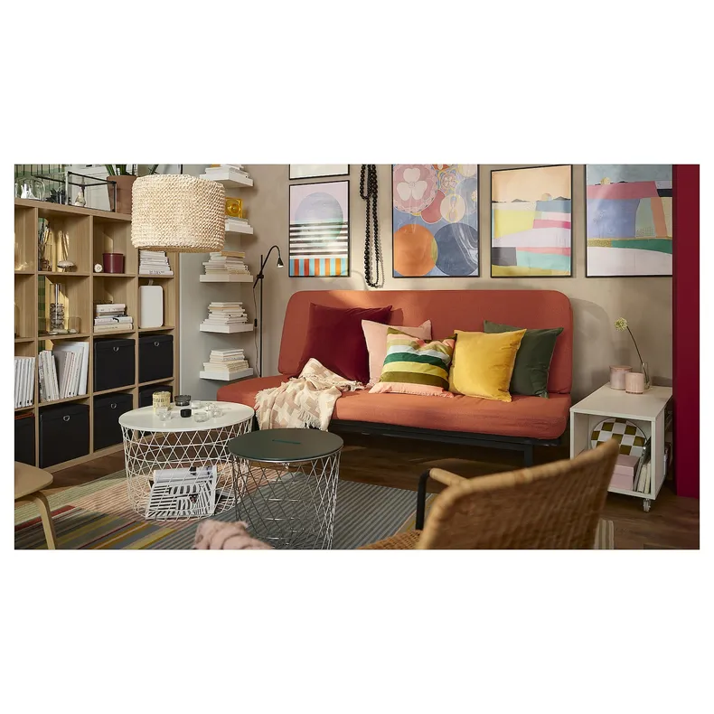 IKEA NYHAMN НИХАМН, 3-местный диван-кровать, Матрас с карманными пружинами/Skartoft красный/коричневый 694.946.31 фото №6