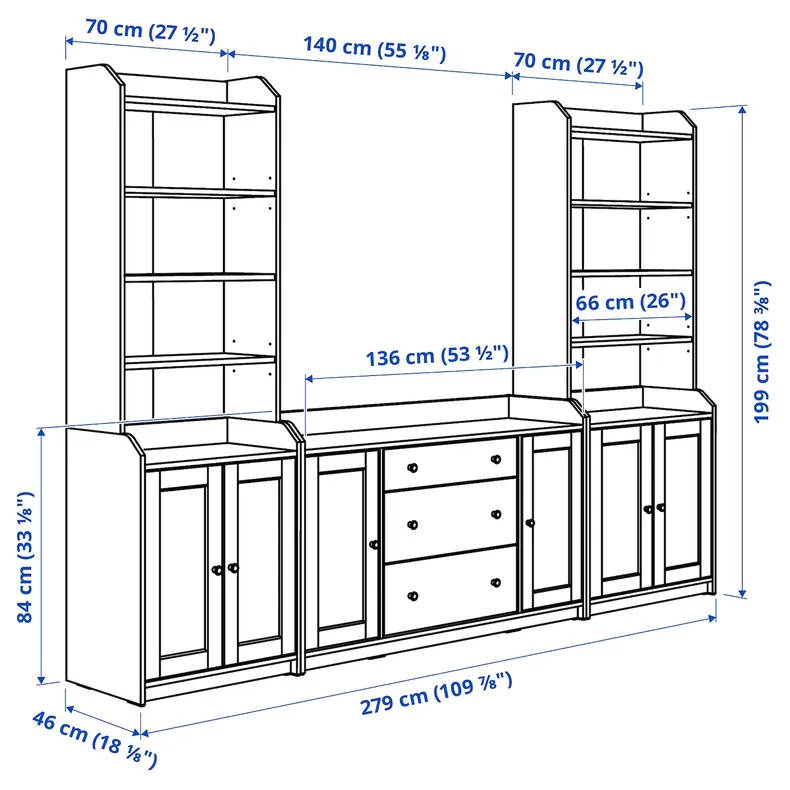 IKEA HAUGA ХАУГА, комбинация д / хранения, белый, 279x46x199 см 393.879.01 фото №7