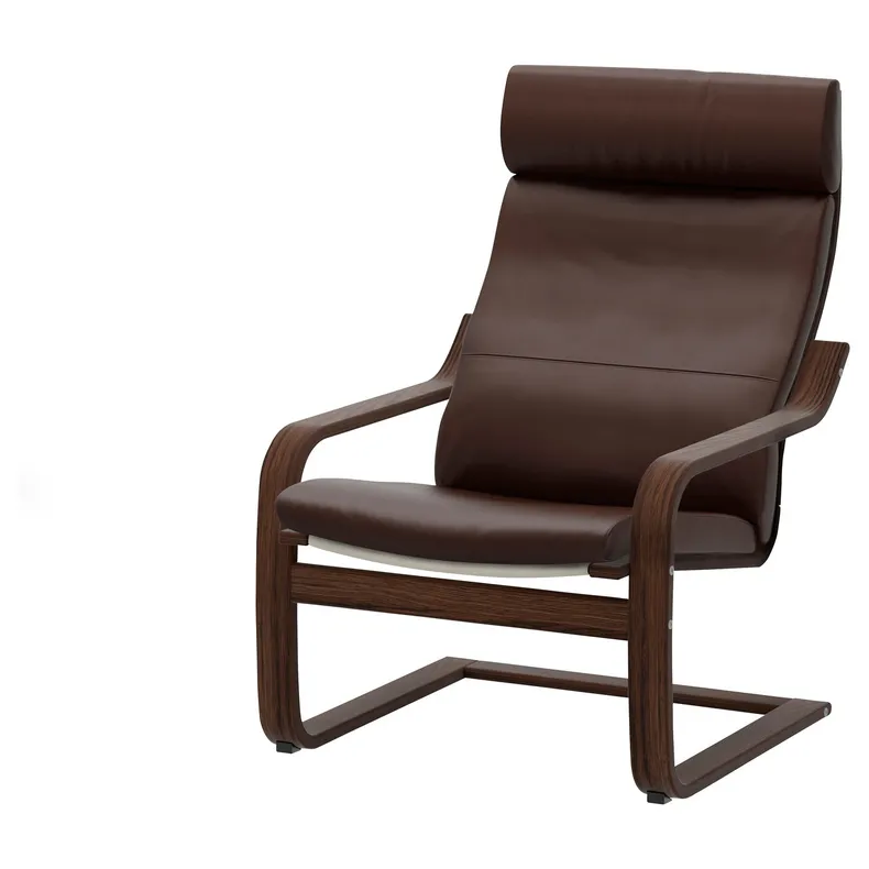 IKEA POÄNG ПОЕНГ, крісло та підставка для ніг, коричневий / ГЛОСЕ темно-коричневий 195.510.73 фото №3