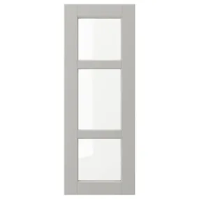 IKEA LERHYTTAN ЛЕРХЮТТАН, скляні дверцята, світло-сірий, 30x80 см 004.615.10 фото