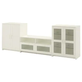 IKEA BRIMNES БРІМНЕС, комбінація шаф для тв/скляні дверц, білий, 276x41x95 см 992.782.25 фото