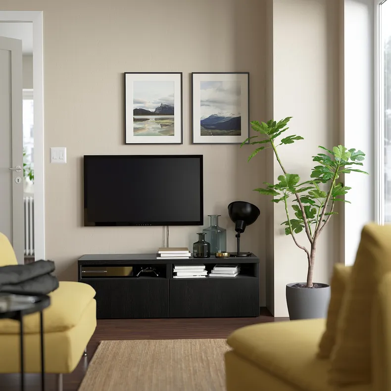 IKEA BESTÅ БЕСТО, тумба для телевізора з шухлядами, чорно-коричневий / ЛАППВІКЕН чорно-коричневий, 120x42x39 см 593.243.28 фото №3