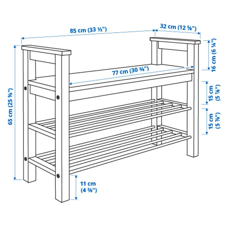 IKEA HEMNES ХЕМНЕС, лавка з відділенням д/зберіг взуття, білий, 85x32x65 см 002.438.00 фото №6