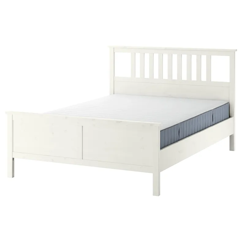 IKEA HEMNES ХЕМНЭС, каркас кровати с матрасом, белое пятно / Валевог средней твердости, 160x200 см 895.431.07 фото №1