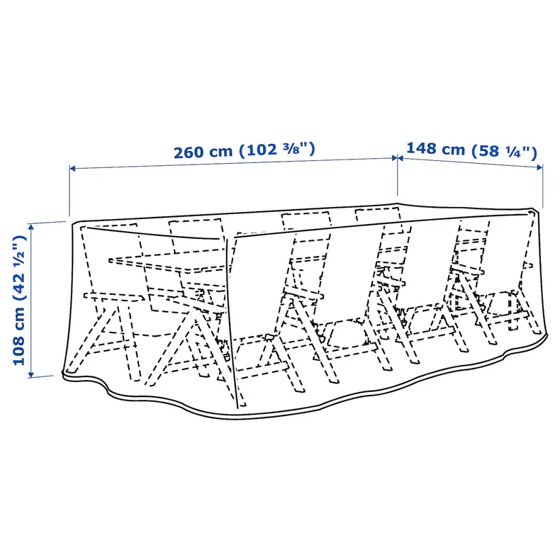 IKEA TOSTERÖ ТОСТЕРО, чехол для садовой мебели, обеденный комплект / черный, 260x148 см 404.281.56 фото №4