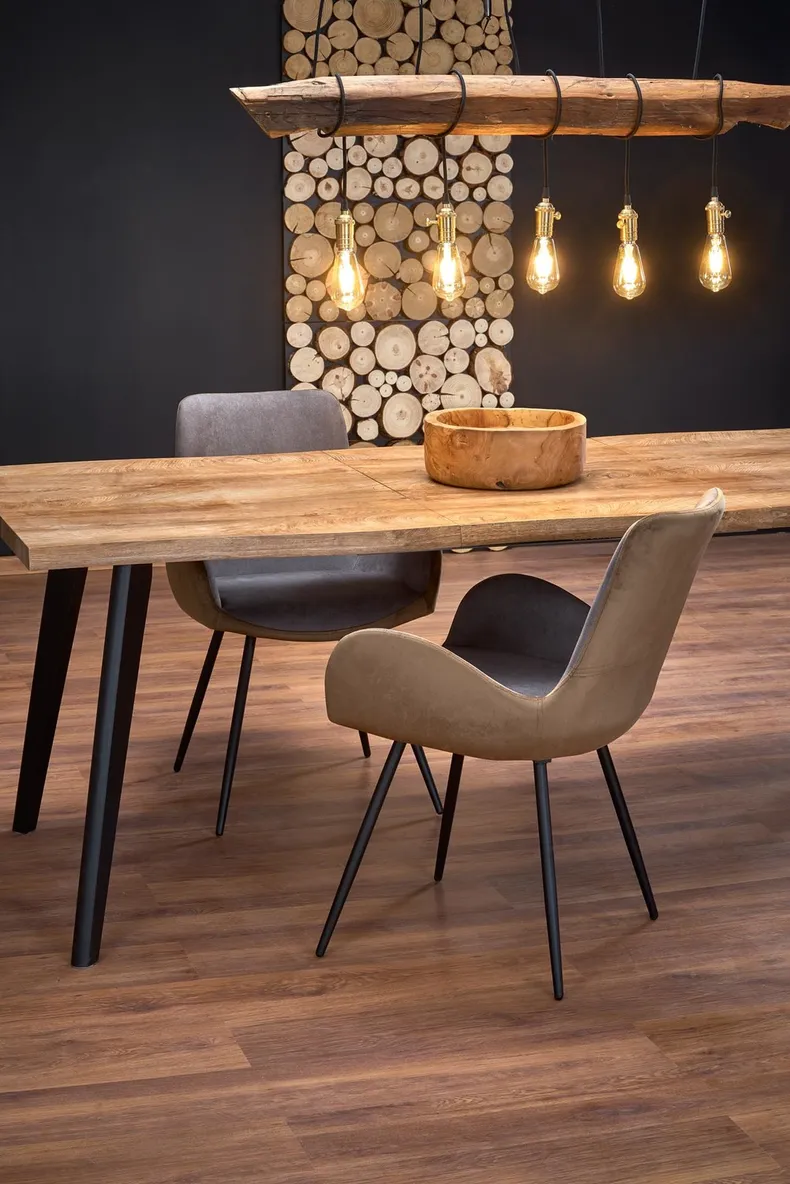 Кухонний стіл розкладний HALMAR DICKSON 120-180x80 см, стільниця - натуральний дуб, ніжки - чорні фото №5