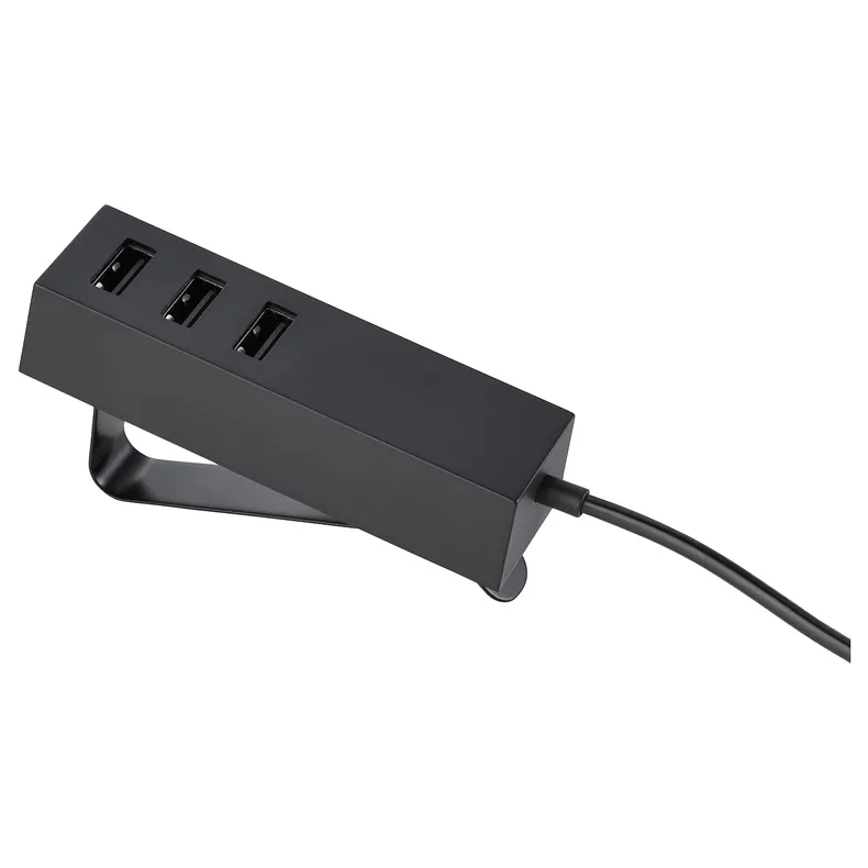 IKEA LÖRBY ЛЕРБІ, USB-зарядний пристрій із затискачем, чорний 103.819.66 фото №1