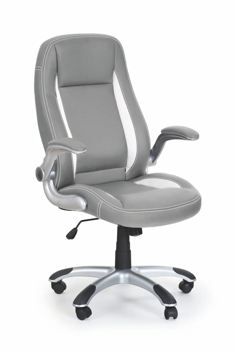 Крісло комп'ютерне офісне обертове HALMAR SATURN сірий, екошкіра перфорована фото №1