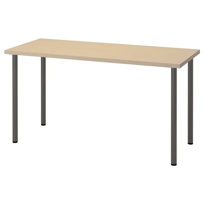 IKEA MÅLSKYTT МОЛСКЮТТ / ADILS АДИЛЬС, письменный стол, береза / темно-серый, 140x60 см 094.177.54 фото №1