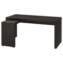 IKEA MALM МАЛЬМ, письмовий стіл із висувною панеллю, чорно-коричневий, 151x65 см 602.141.83 фото thumb №1