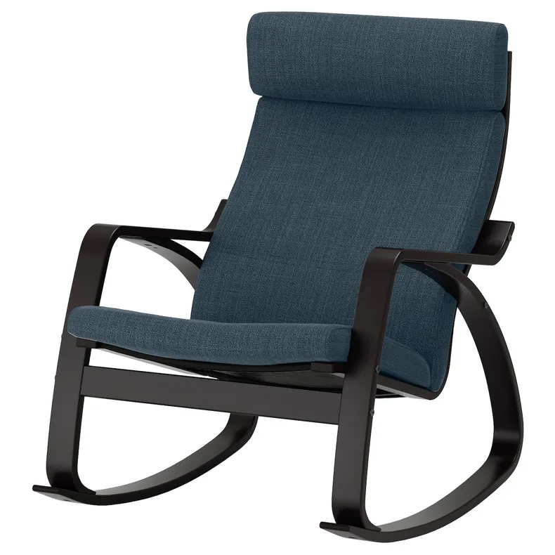 IKEA POÄNG ПОЕНГ, крісло-гойдалка, чорно-коричневий / ХІЛЛАРЕД темно-синій 894.291.64 фото №1