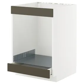 IKEA METOD МЕТОД / MAXIMERA МАКСІМЕРА, підлогова шафа для плити+дух з шухл, білий/хавсторп коричневий/бежевий, 60x60 см 495.588.17 фото