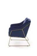 Крісло м'яке HALMAR SOFT 3 золотий каркас, темно-синій фото thumb №5