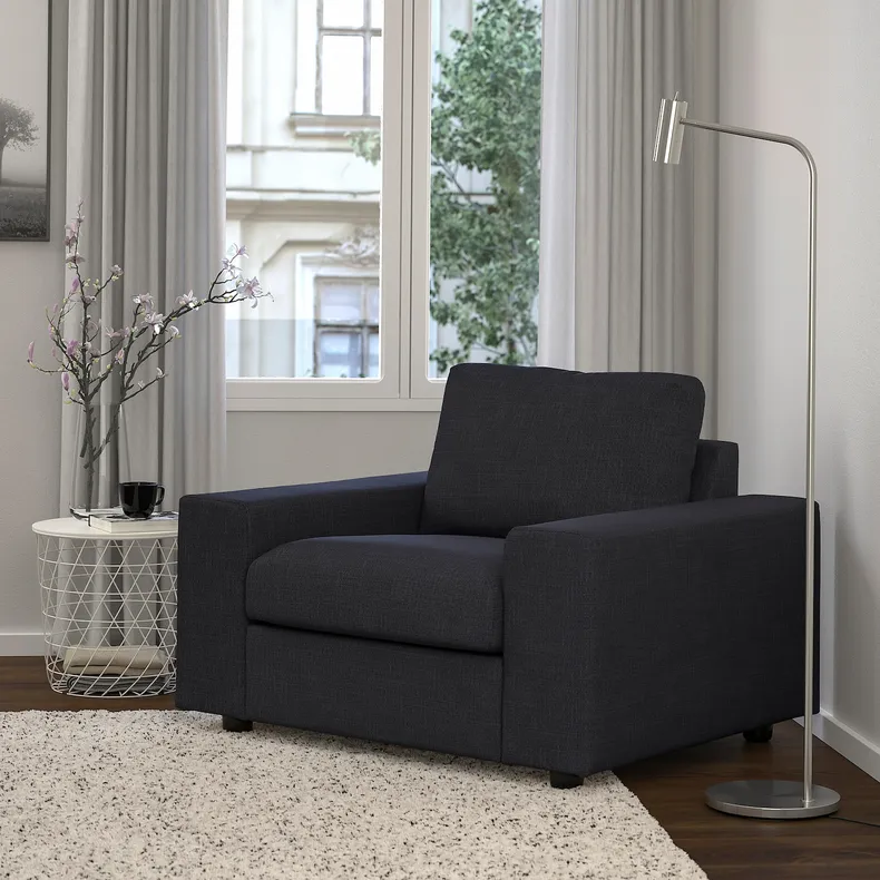 IKEA VIMLE ВІМЛЕ, крісло, з широкими підлокітниками/Холдований антрацит 994.768.76 фото №2