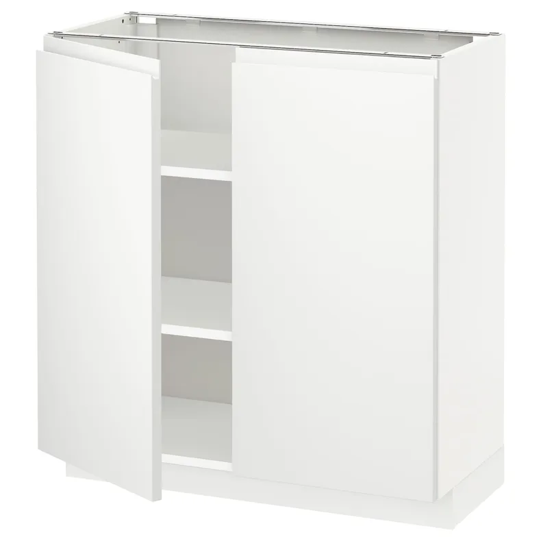 IKEA METOD МЕТОД, напольный шкаф с полками / 2дверцами, белый / Воксторп матовый белый, 80x37 см 394.663.66 фото №1