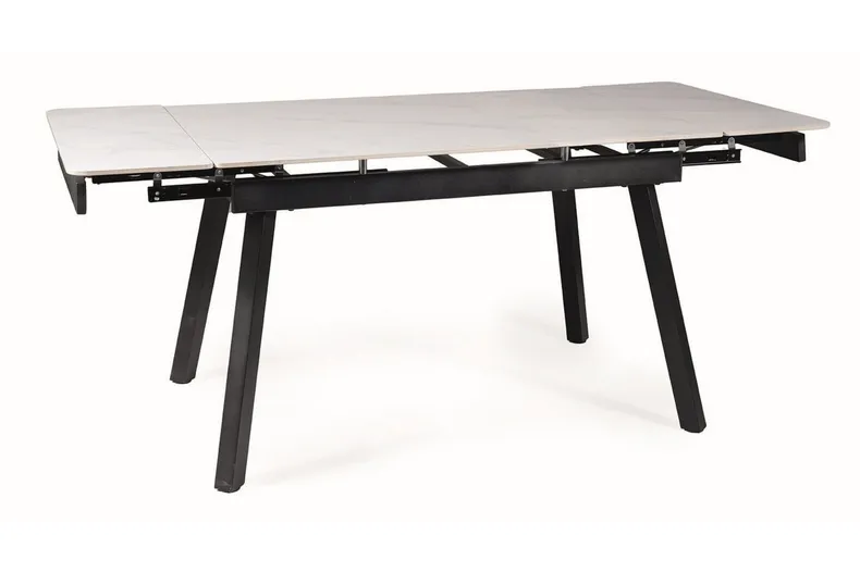 Обеденный раскладной стол SIGNAL JOHNN, белый мрамор / черный матовый, 85x120 фото №5